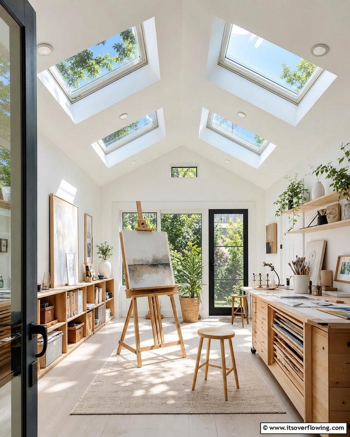 Skylight Integrated Ceiling - 20 Shed Ceiling Ideas to Maximize Space and Style