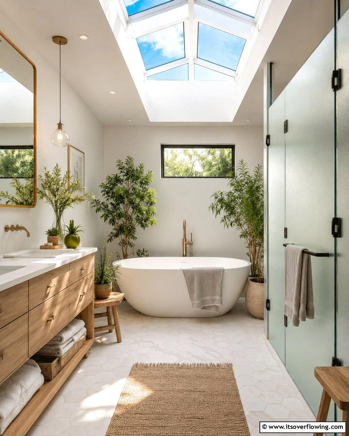 Skylight Integration for Natural Lighting - 25 Bathroom Ceiling Lighting Ideas to Brighten Your Space