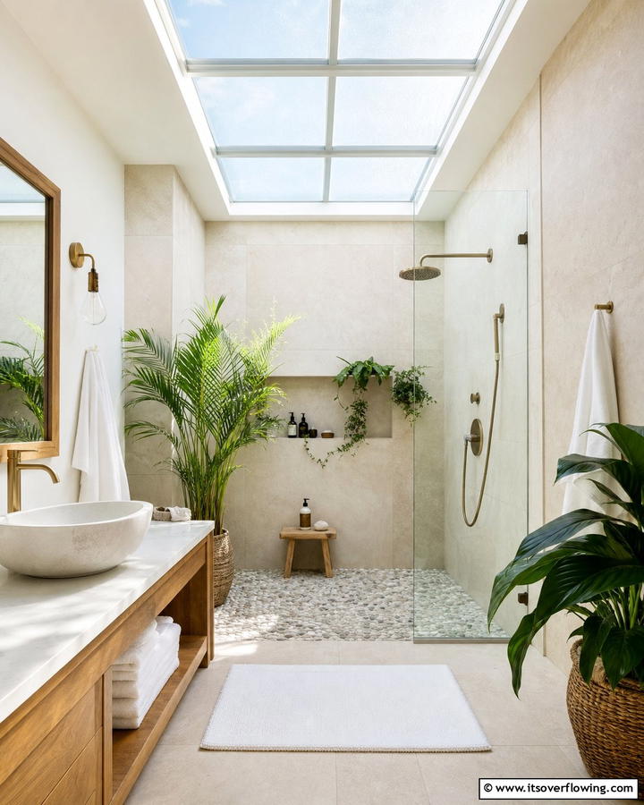 Skylight with Natural Light - 20 Shower Lighting Ideas for a Bright and Inviting Bathroom