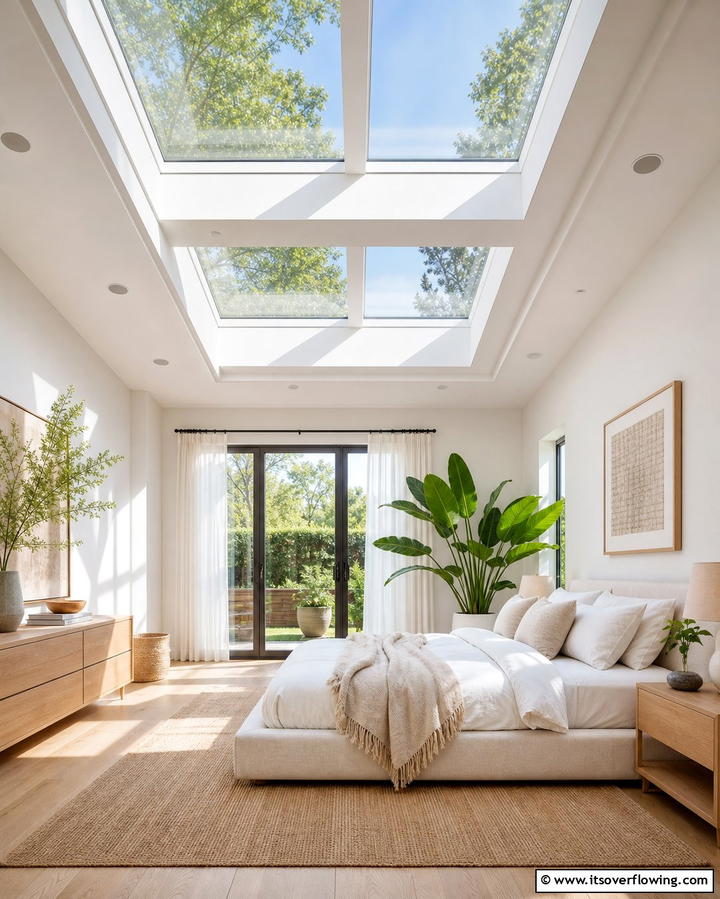 Skylights for Natural Illumination - 25 Stunning Bedroom Ceiling Ideas to Elevate Your Space