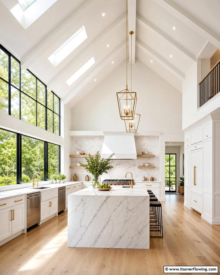 Skylights for Natural Illumination - 25 Vaulted Ceiling Kitchen Ideas for a Spacious Feel