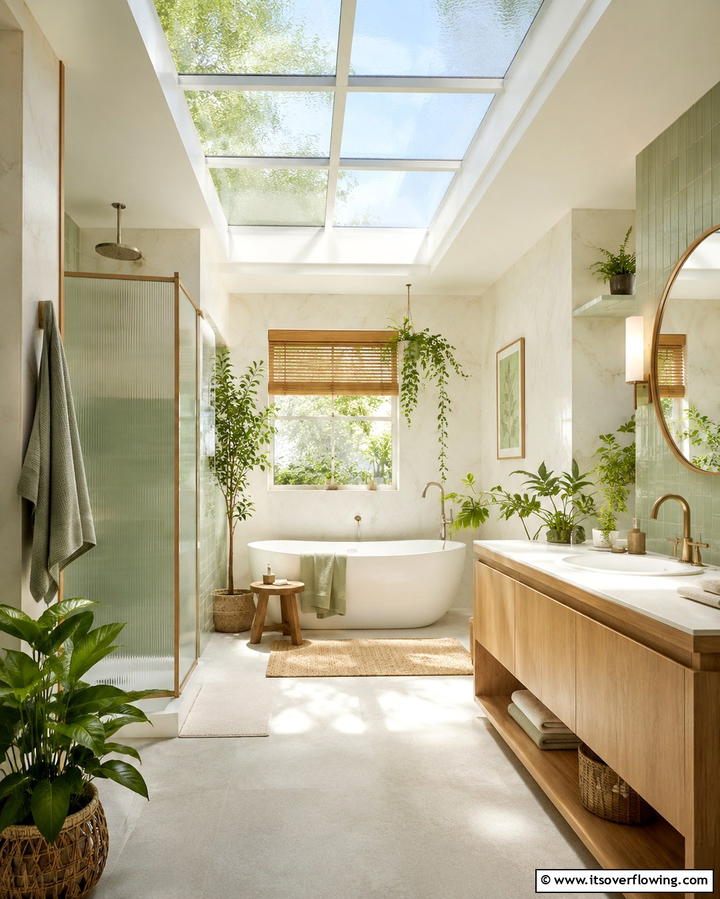 Skylights for Natural Illumination - 25 Bathroom Ceiling Lighting Ideas to Brighten Your Space