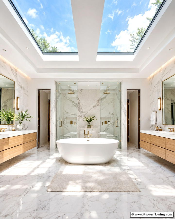 Skylights for Natural Illumination - 25 Natural Bathroom Ideas for a Spa-Like Retreat at Home