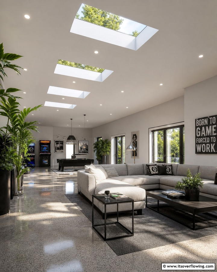 Skylights for Natural Light - 20 Man Cave Ceiling Ideas to Elevate Your Space