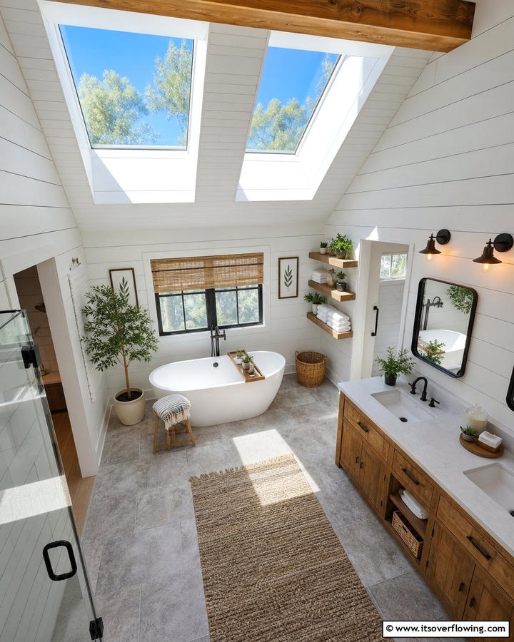 Skylights for Natural Light - 20 Barndominium Bathroom Ideas for Rustic Charm