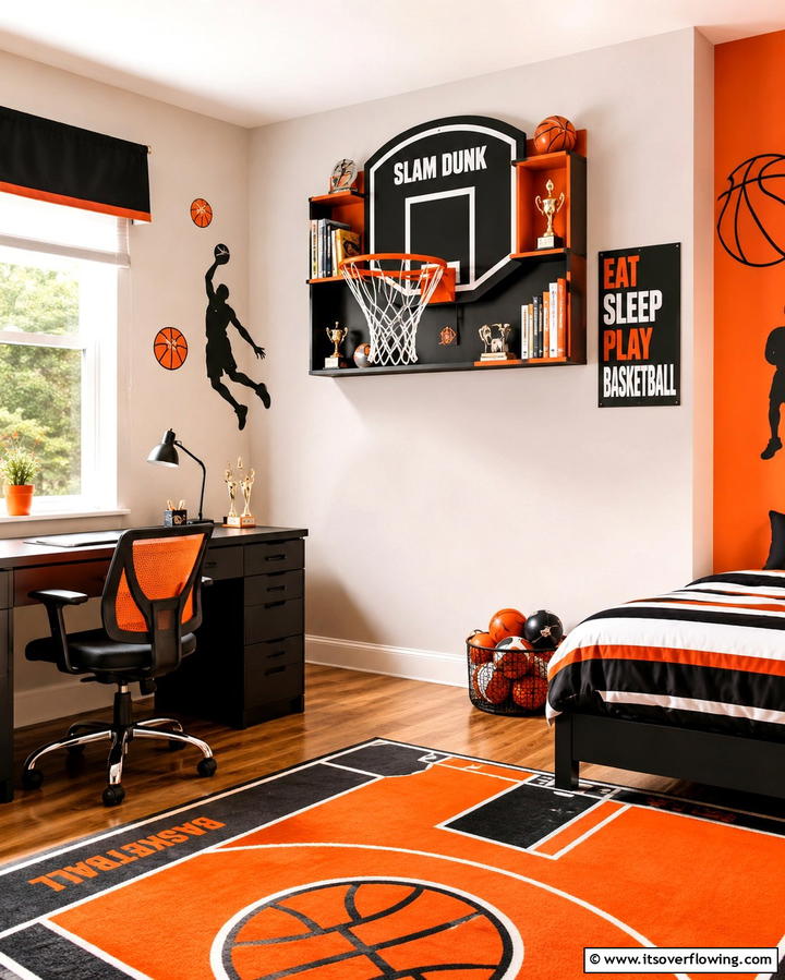 Slam Dunk Wall Shelf - 25 Fun Basketball Room Decor Ideas for Sports Fans