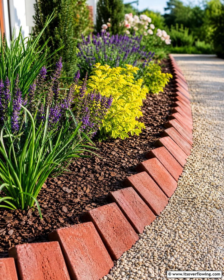 Slanted Brick Edging - 20 Brick Edging Ideas- Define Your Garden Spaces