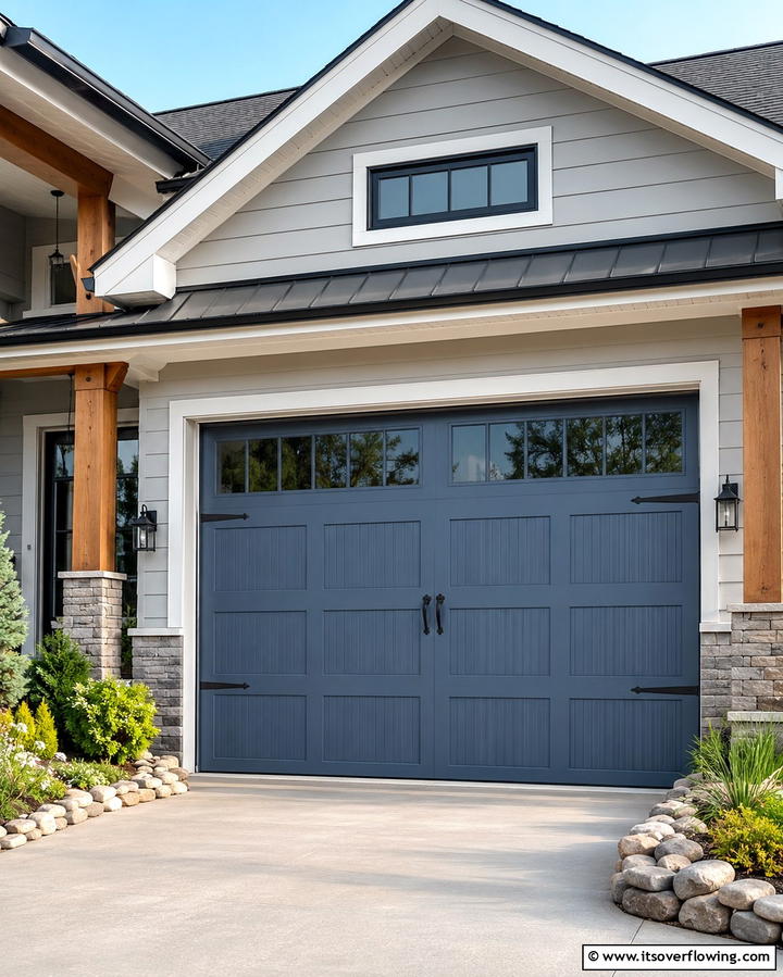 Slate Blue Sophistication - 25 Garage Door Paint Ideas to Boost Curb Appeal