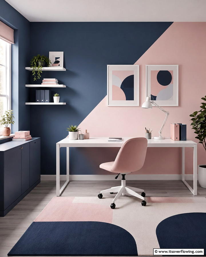 Slate Blue and Pale Pink - 30 Two-Tone Wall Paint Ideas to Elevate Your Interior Design