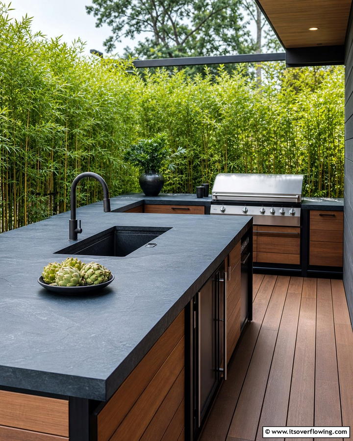 Slate Countertops for Subtle Sophistication - 25 Outdoor Kitchen Countertop Ideas for Functionality