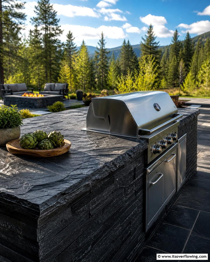 Slate Countertops - 25 Types of Outdoor Kitchen Countertops for Durability