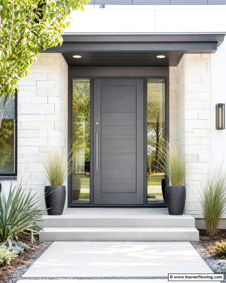 Slate Gray Neutrality - 20 Cedar Front Door Colors Ideas- Warm & Inviting