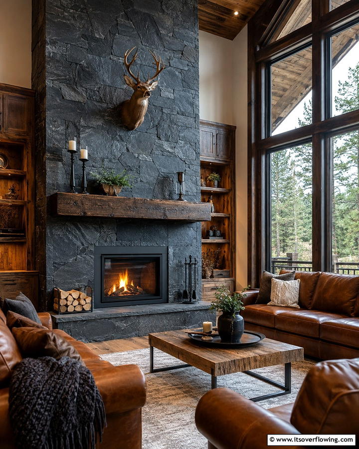Slate Tiles for an Earthy Look - 25 Farmhouse Fireplace Tile Ideas for a Rustic Look