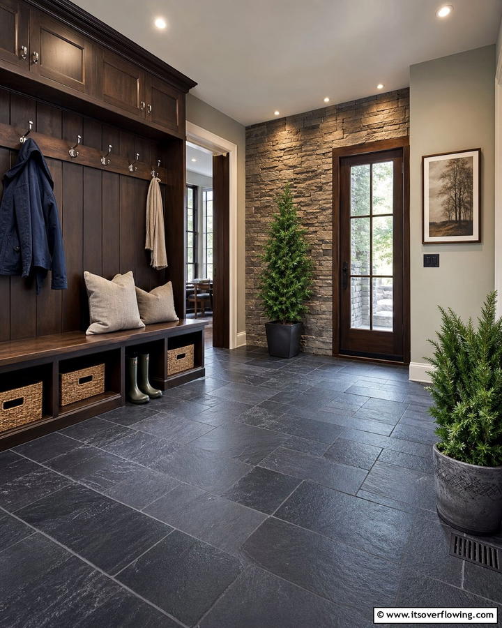 Slate Tiles - 20 Mudroom Floor Ideas to Elevate Your Entryway