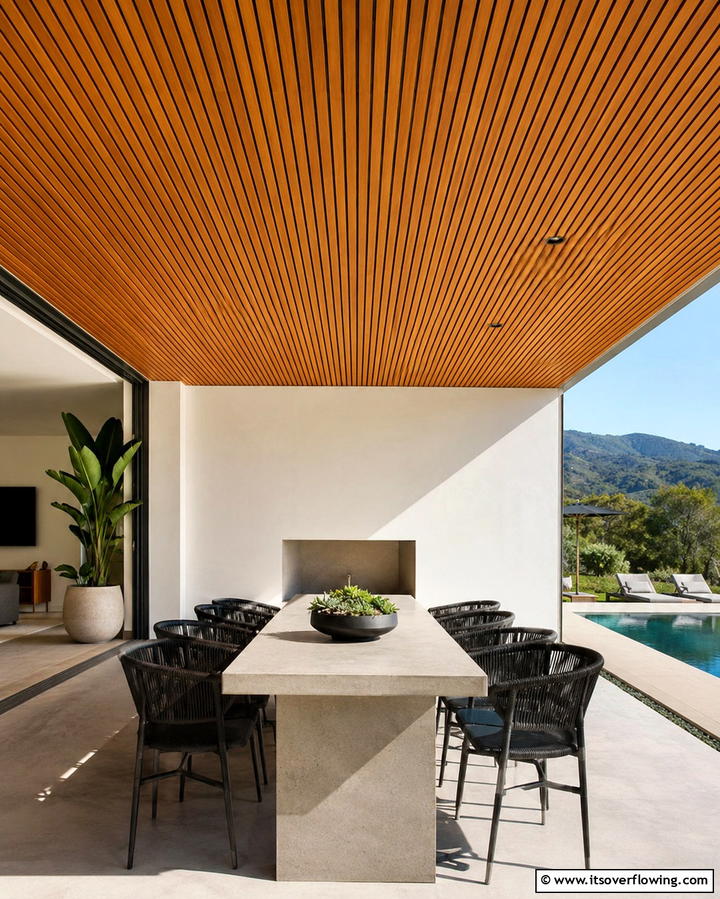 Slatted Wood Ceiling - 25 Patio Ceiling Ideas for Stylish Outdoor Spaces