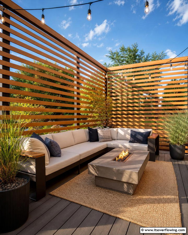 Slatted Wood Privacy Wall - 20 Deck With Privacy Wall Ideas for Cozy Spaces