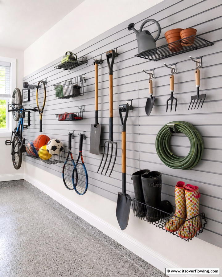 Slatwall Panels for Versatile Storage - 25 Creative Garage Decor Ideas for Every Style