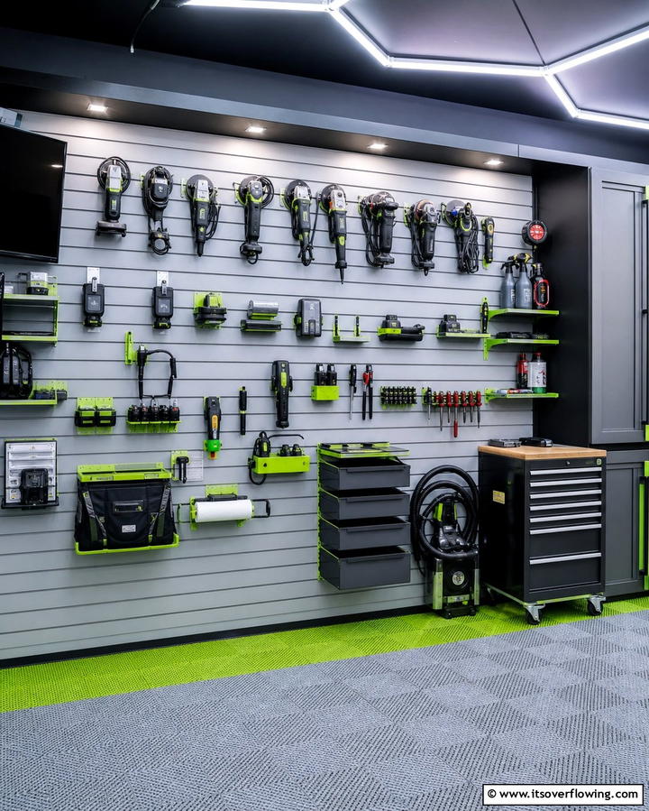 Slatwall Panels - 25 Power Tool Storage Ideas for an Organized Workshop