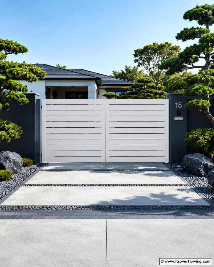 Sleek Aluminum Gate - 30 Inviting Front Gate Designs for Home Entrances