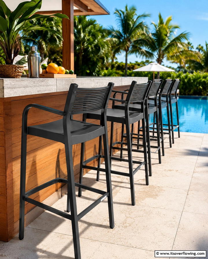 Sleek Bar Stools - 25 Pool Furniture Ideas for a Relaxing Outdoor Oasis