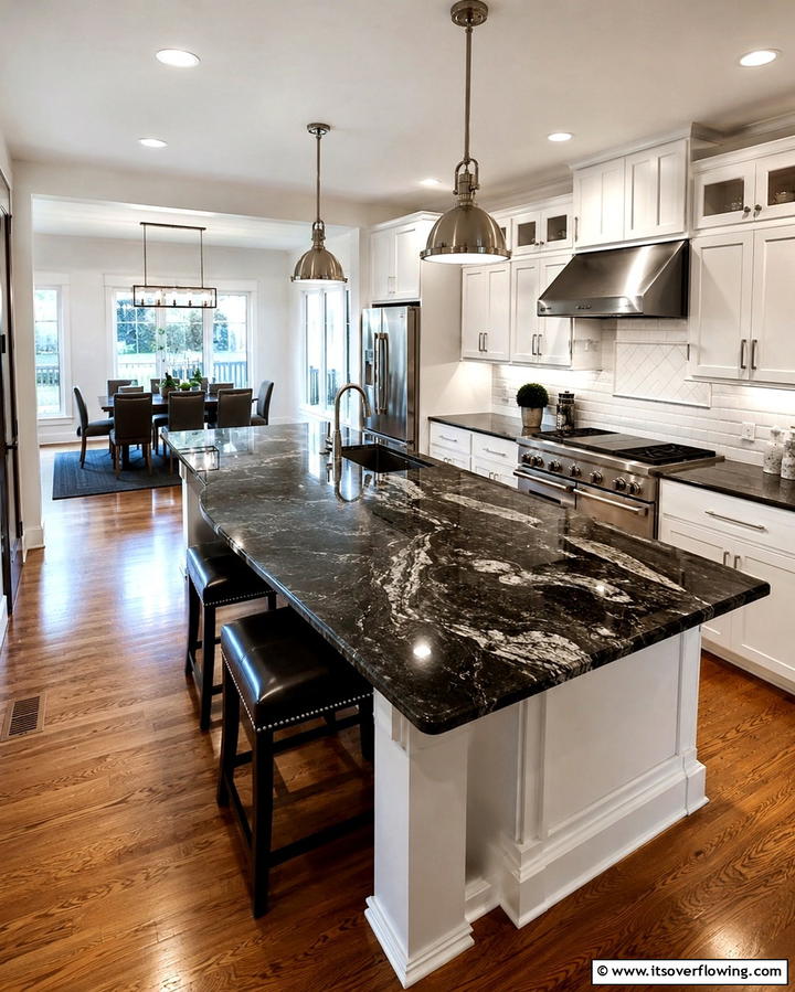Sleek Black Granite Countertops - 25 Black Kitchen Countertops for a Bold Statement