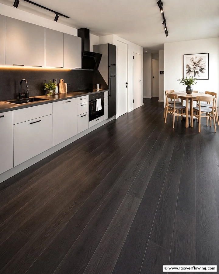 Sleek Black Laminate Trend - 30 Sleek Black Floor Kitchen Ideas for Contemporary Designs