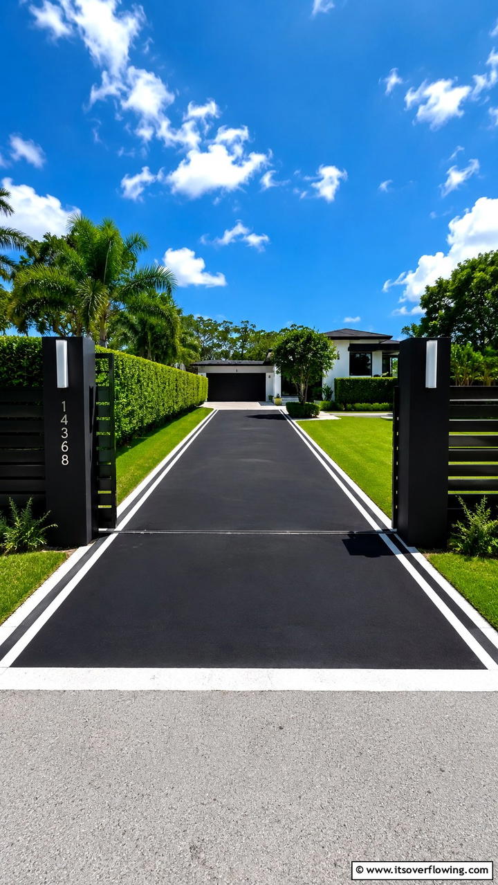 Sleek Blacktop Finish - 30 Driveway Entrance Ideas for Impressive Arrivals