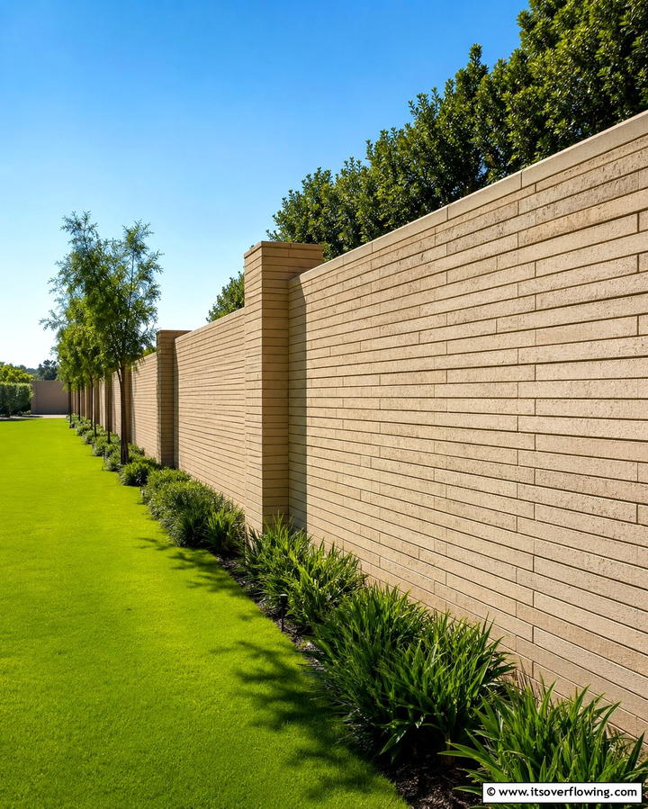 Sleek Brick Perimeter - 30 Classic Brick Fence Ideas for Timeless Outdoor Security & Charm
