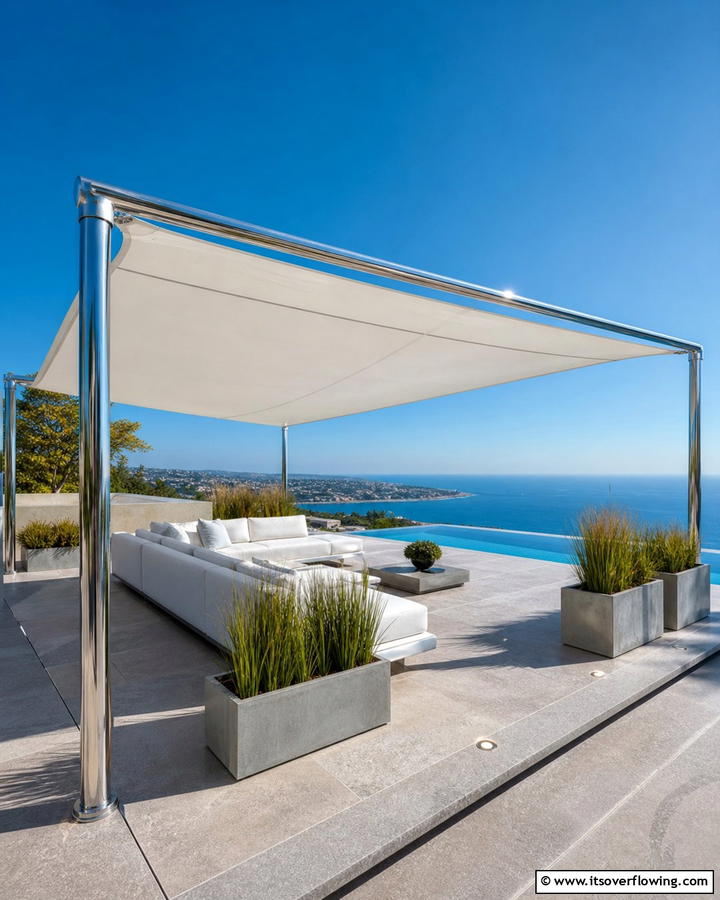 Sleek Canopy Oasis - 21 Covered Patio Ideas for All-Weather Outdoor Living