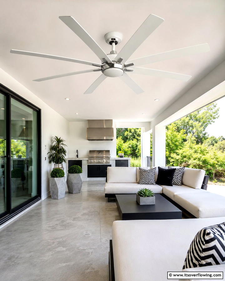 Sleek Ceiling Fans Feature - 30 Porch Ceiling Ideas to Refresh Your Outdoor Entryway