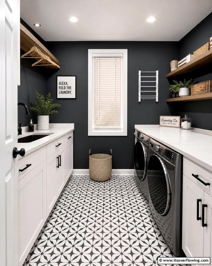 Sleek Charcoal Finish - 30 Laundry Room Paint Ideas to Brighten Chore Time