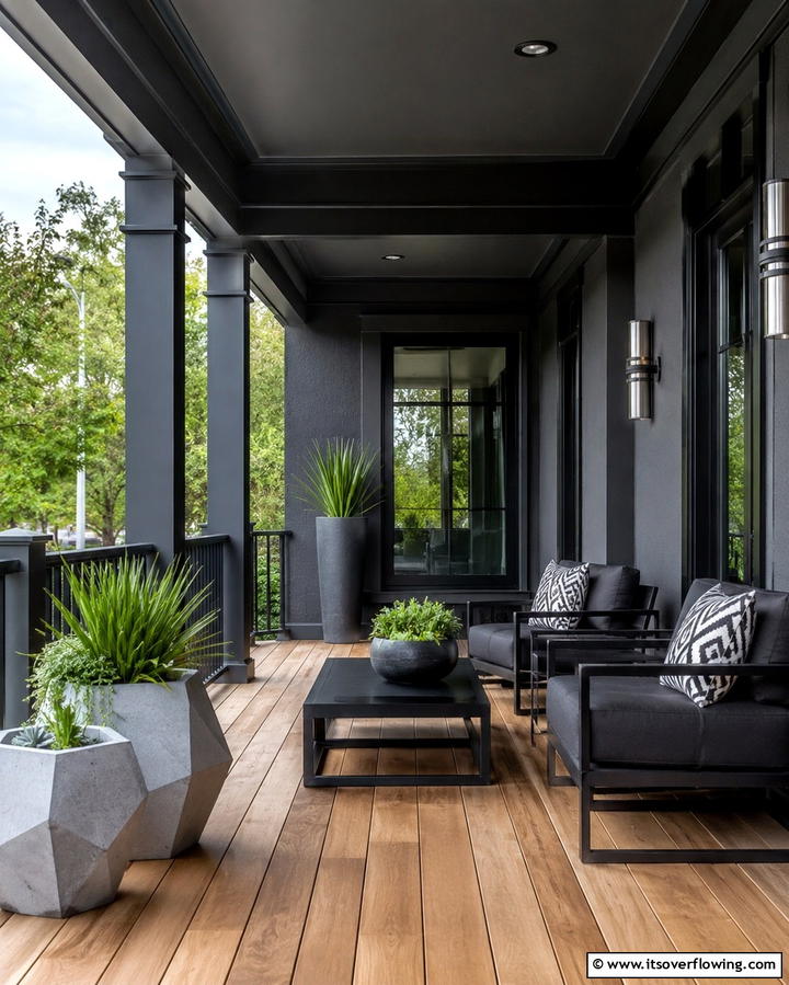 Sleek Charcoal for Contemporary Style - 30 Porch Paint Color Ideas for Inviting Entryways