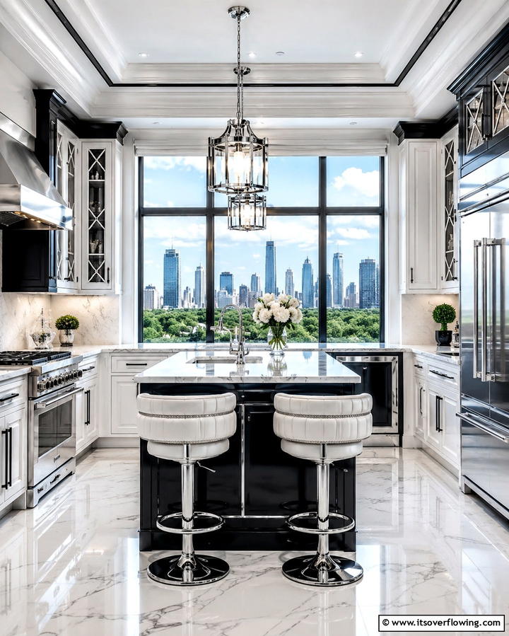 Sleek Chrome Fixtures - 30 Art Deco Kitchen Ideas for Timeless Elegance
