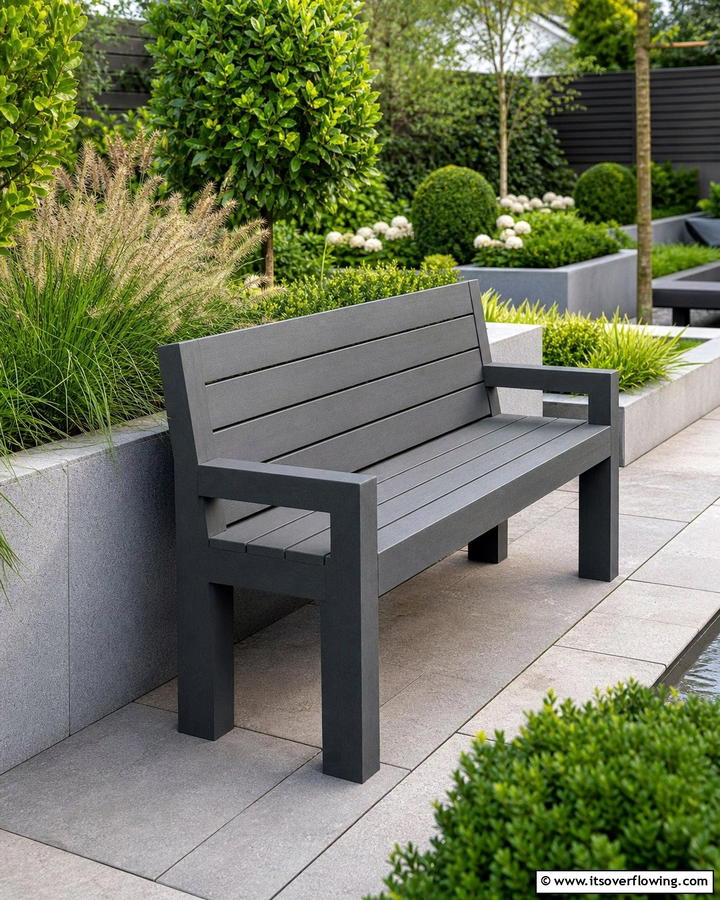 Sleek Composite Material Bench - 30 Charming Garden Bench Ideas for Relaxing Outdoor Spaces