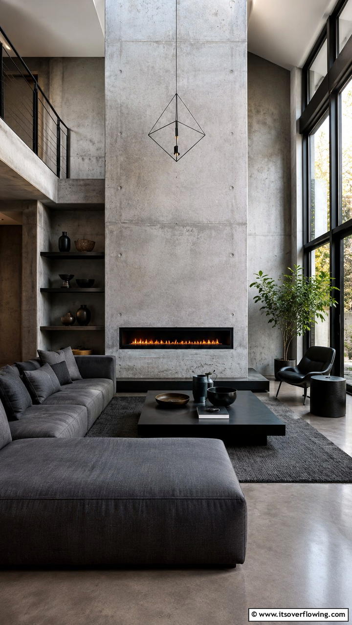 Sleek Concrete Fireplace Look - 30 Fireplace Hearth Ideas to Elevate Your Living Room
