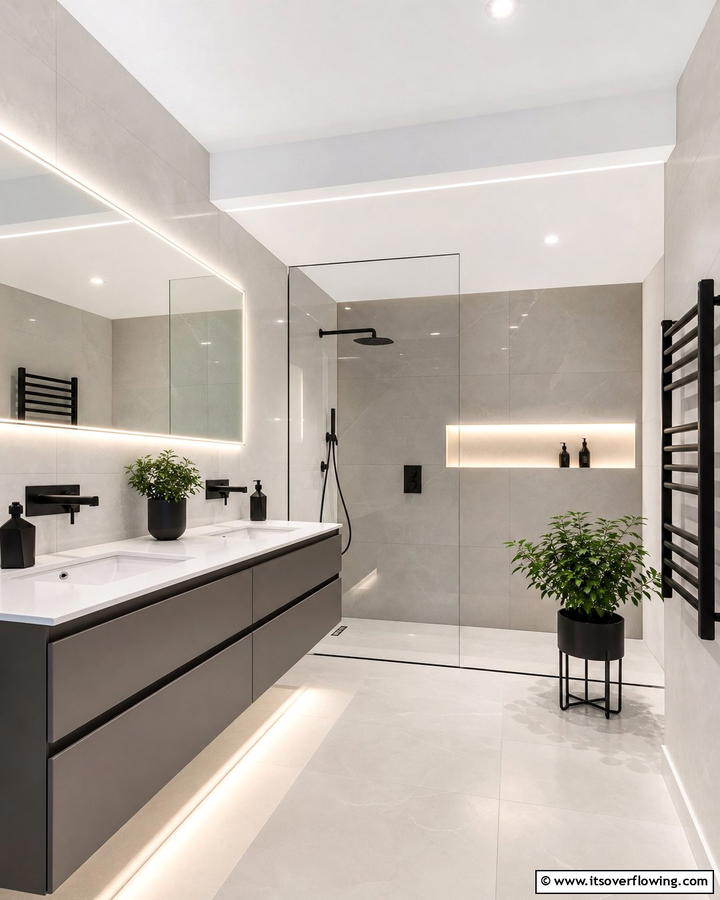 Sleek Contemporary Design - 21 Primary Bathroom Design Ideas for Modern Homes