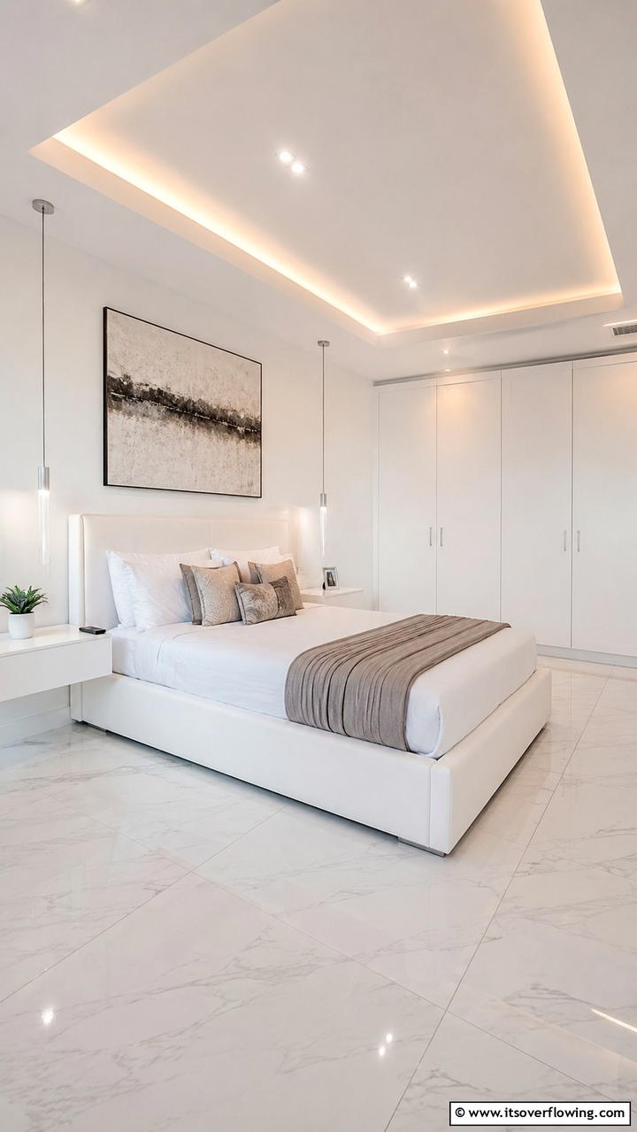 Sleek Contemporary Design - 21 Serene White Bedroom Ideas for a Calming Retreat