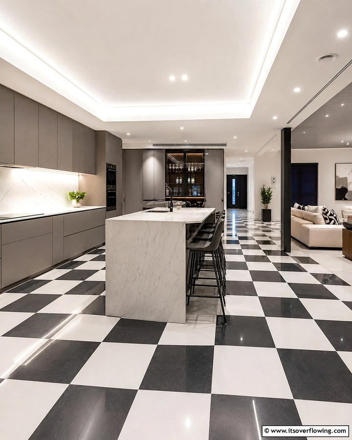 Sleek Contemporary Design - 30 Kitchens with Checkered Floors- Retro-Inspired Designs