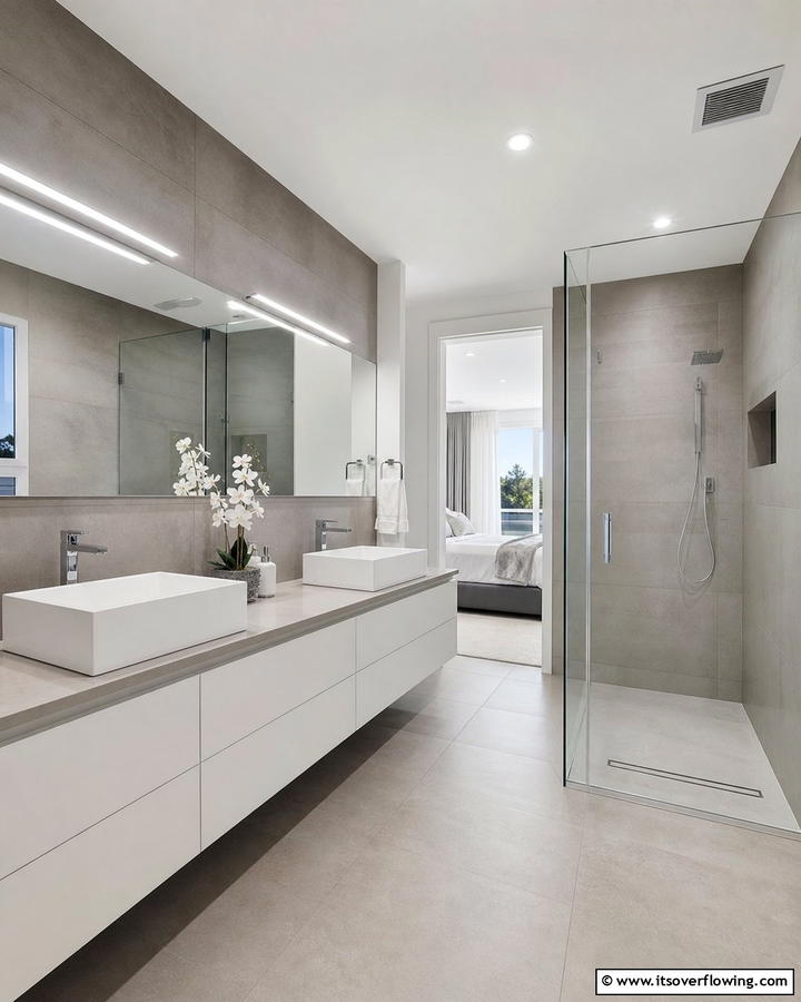 Sleek Contemporary Lines - 30 Jack and Jill Bathroom Ideas for Shared Spaces