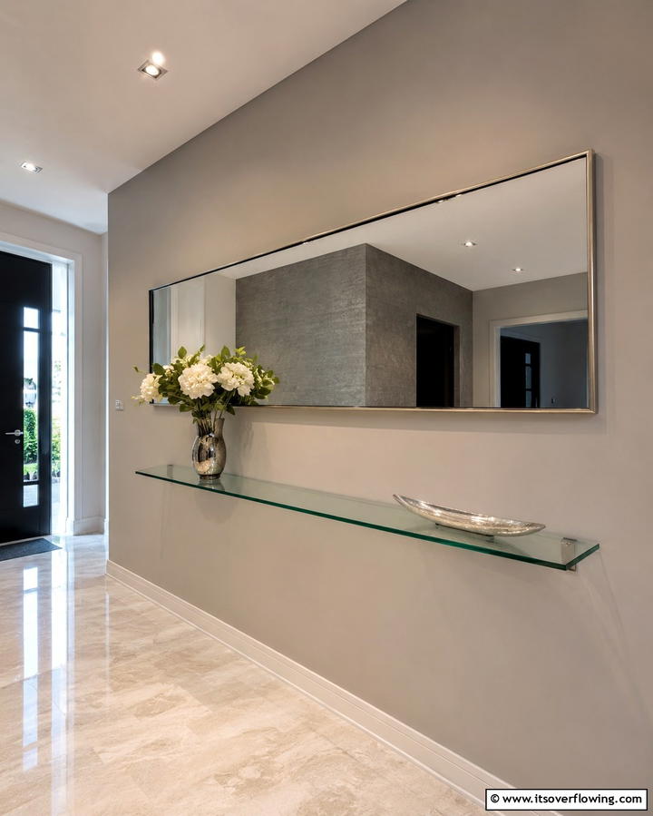 Sleek Contemporary Mirror - 30 Statement Entryway Mirror Ideas to Brighten Narrow Spaces
