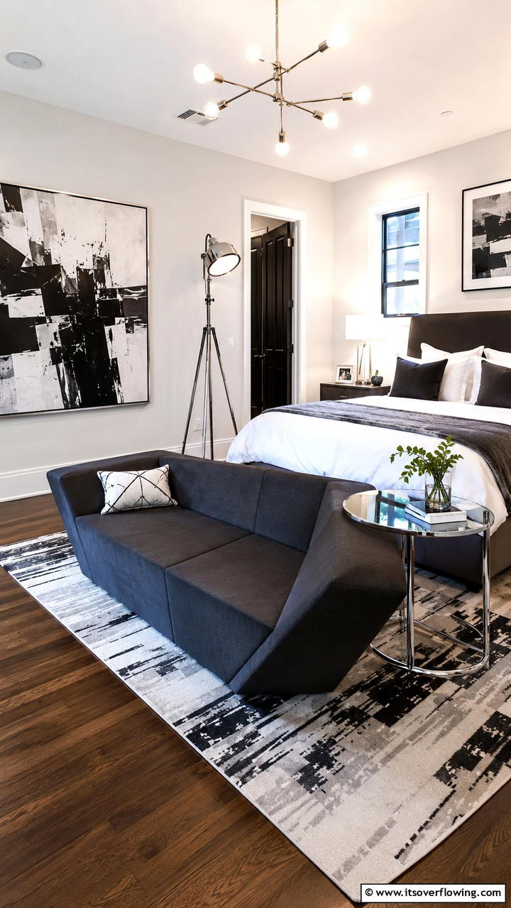 Sleek Contemporary Seating - 30 Bedroom Sitting Area Ideas for Relaxation & Style