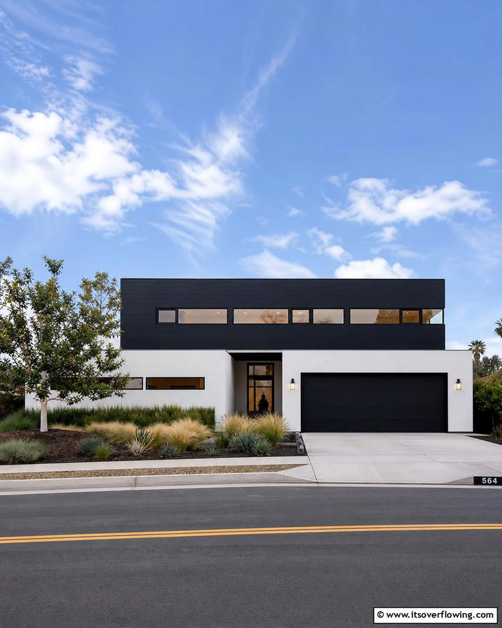 Sleek Contemporary Silhouette - 21 Striking Black & White House Exterior Design Concepts