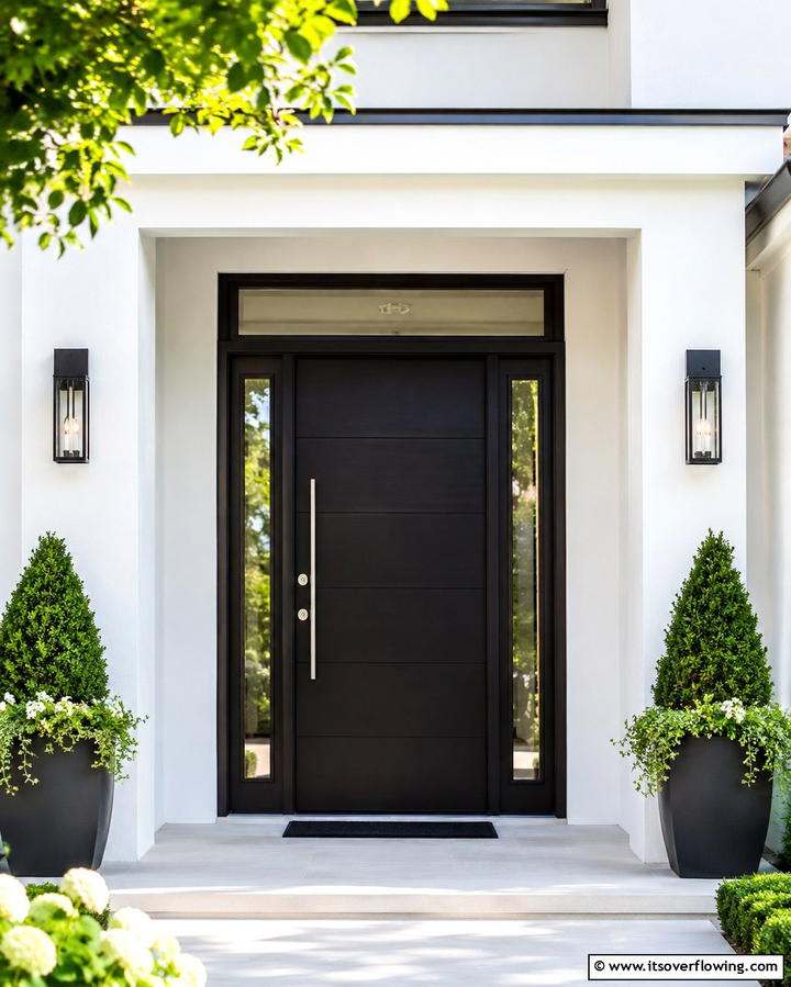 Sleek Ebony Finish - 25 Stained Front Door Ideas for Curb Appeal