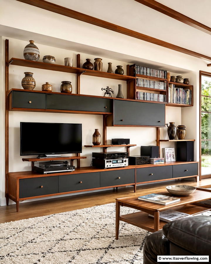 Sleek Entertainment Centers - 30 1950s Living Room Ideas for Retro Charm Revival
