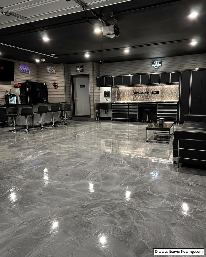 Sleek Epoxy Coating - 25 Man Cave Flooring Ideas for a Masculine Retreat