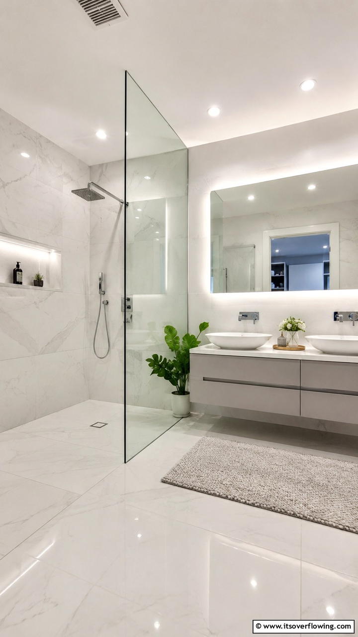 Sleek Frameless Style - 30 Doorless Walk-In Shower Ideas for Modern Bathrooms