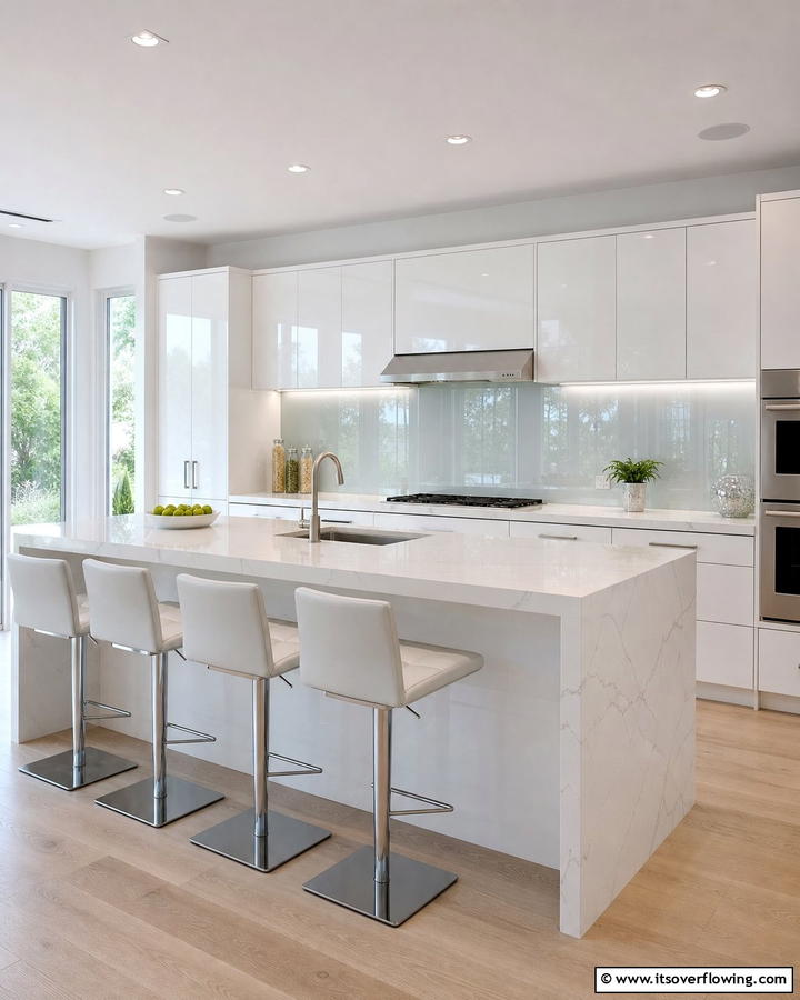 Sleek Glass Backsplash - 21 Kitchen Island Back Panel Ideas for Modern Designs