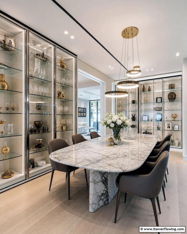 Sleek Glass Front Cabinets - 21 Floor to Ceiling Cabinets Ideas for Modern Home Storage