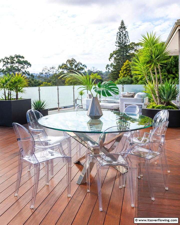 Sleek Glass Top Tables - 30 Patio Furniture Ideas to Elevate Your Outdoor Space