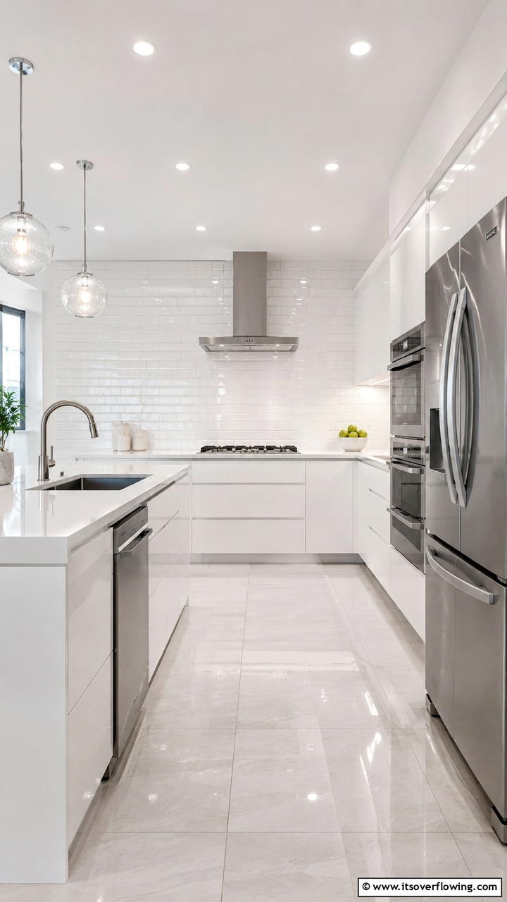 Sleek Glossy Finishes - 21 Modern White Kitchen Backsplash Ideas for Style
